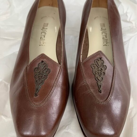 MASERATI Vintage Brown Leather Pump - Sz 9 - Picture 6 of 6